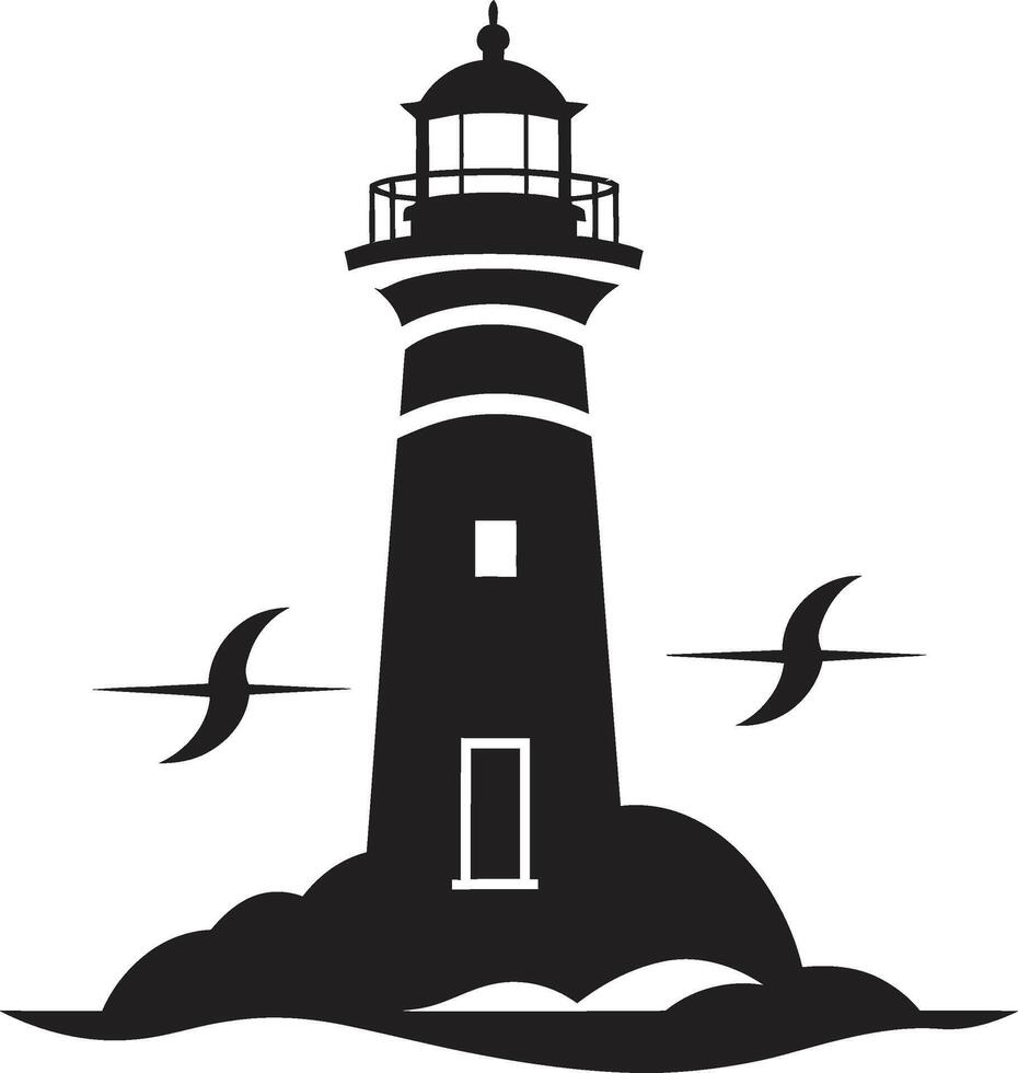 Seafarers Illumination of Lighthouse Illuminated Horizon Crest Coastal Lighthouse vector