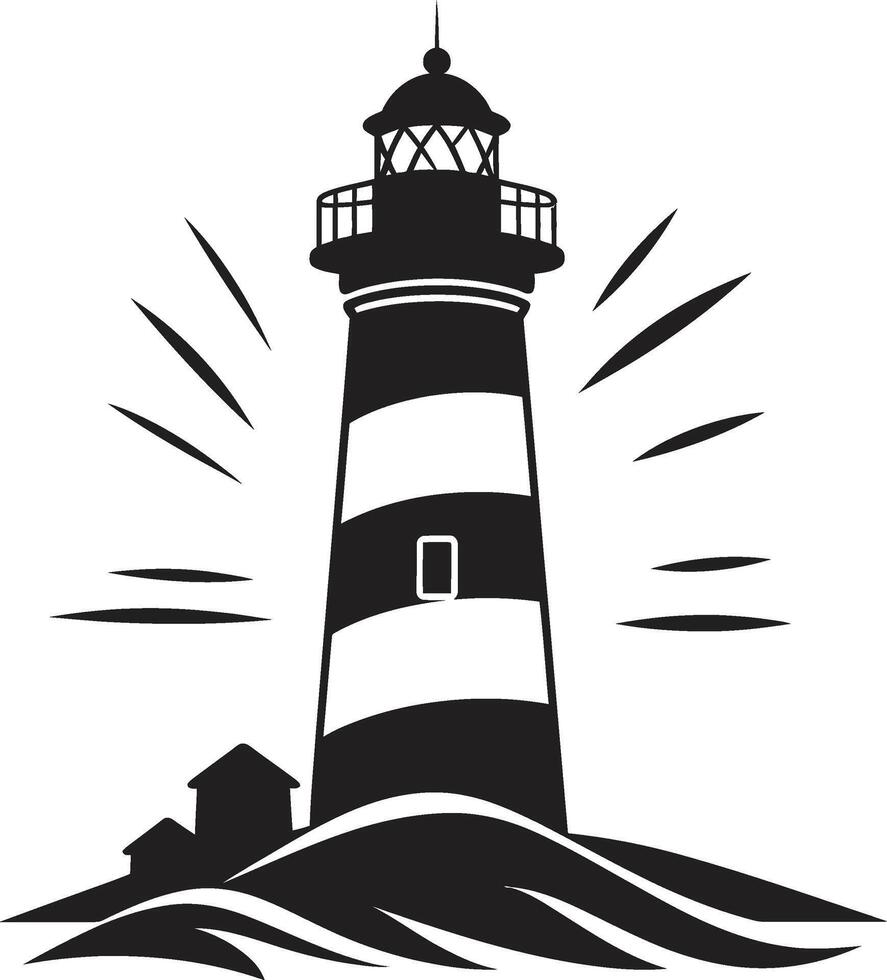 Seafarers Illumination of Lighthouse Illuminated Horizon Crest Coastal Lighthouse vector