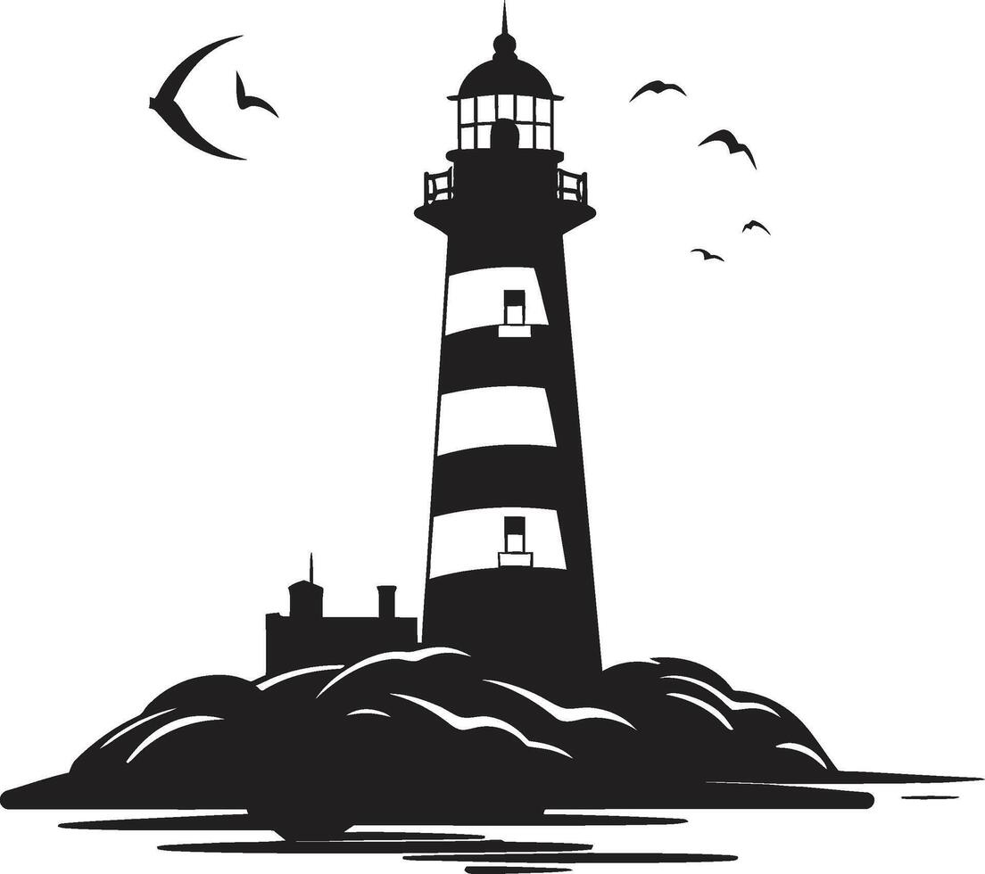 Seafaring Illumination Nautical Guiding Light Radiance Lighthouse Emblem vector