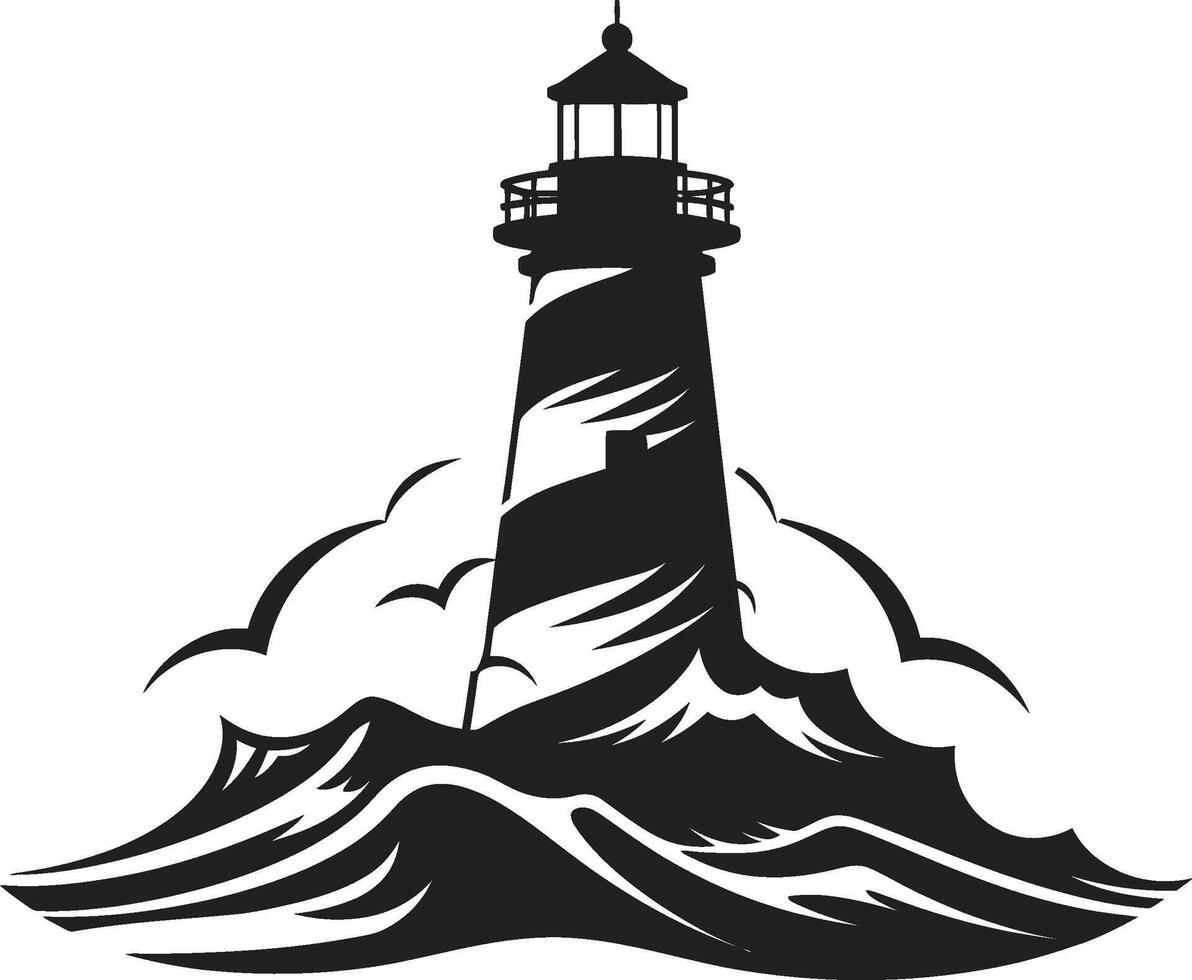Harbor Watchtower Lighthouse in Elegant Guiding Star Emblem Nautical Lighthouse vector