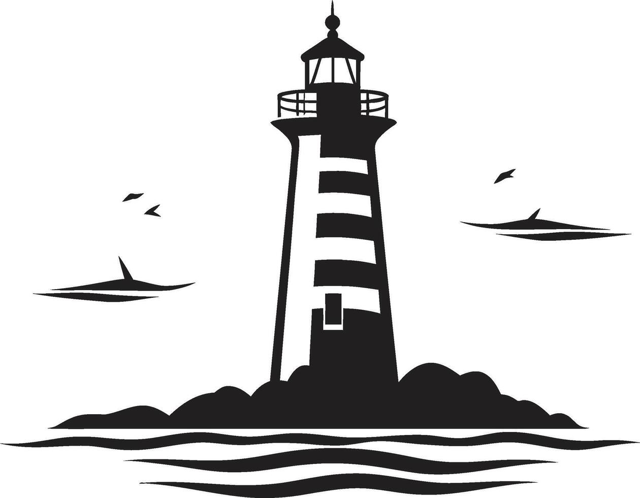 Illuminating Horizons Lighthouse Coastal Sentry Elegance Nautical in vector