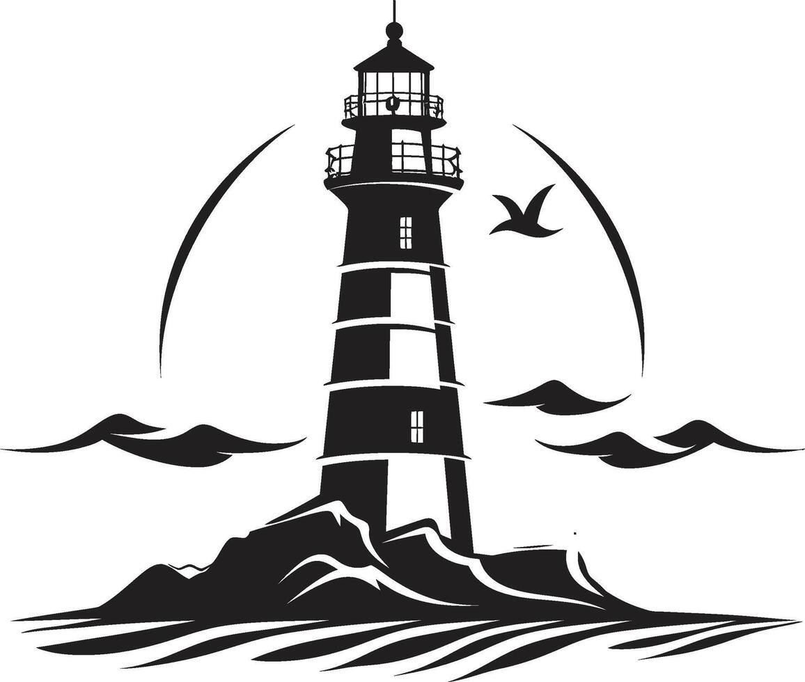 Illuminated Horizon Crest Coastal Lighthouse Nautical Tower Brilliance of Lighthouse vector