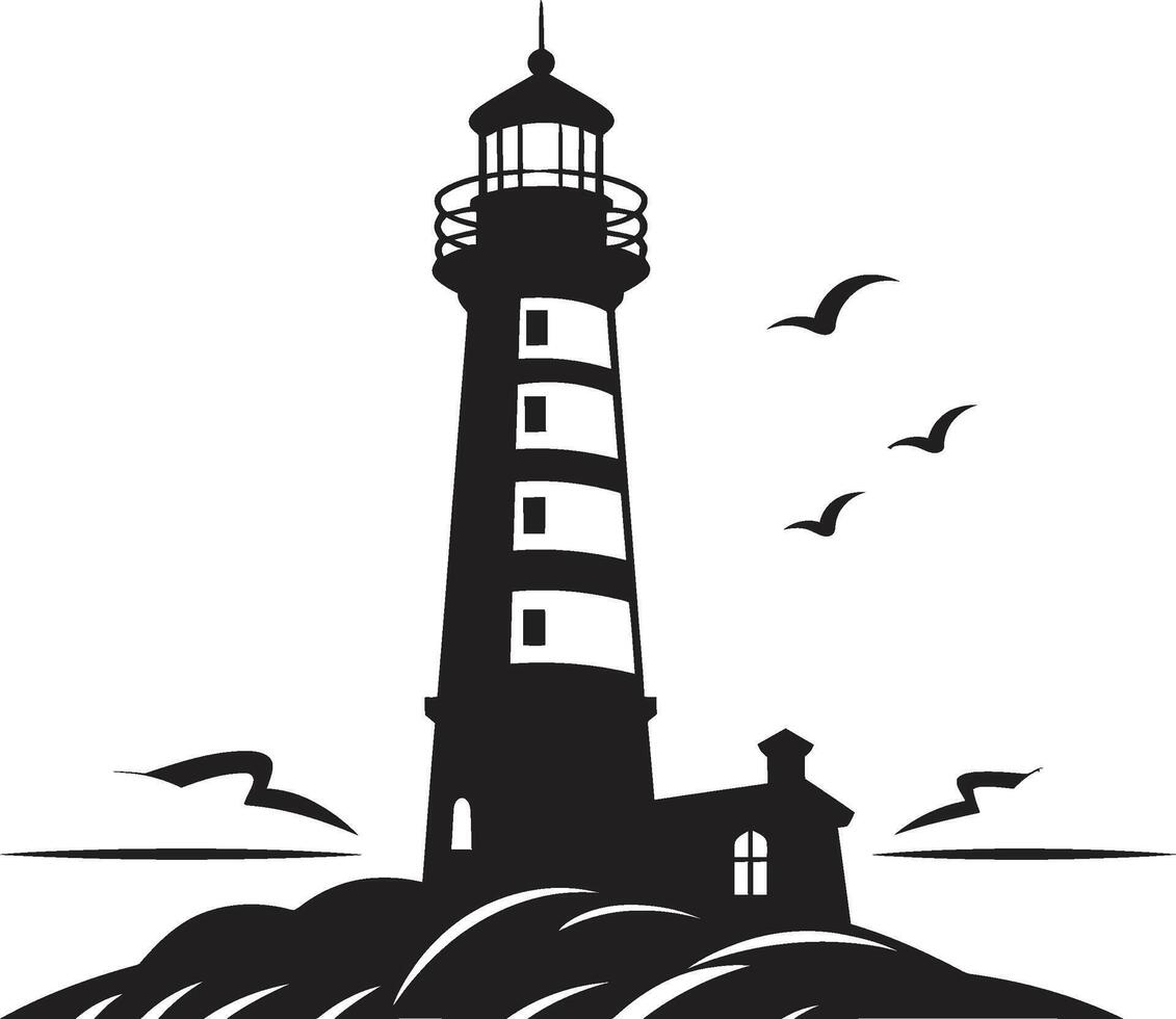 Oceans Guardian Star Lighthouse Coastal Sentry Brilliance Nautical Lighthouse Emblem vector