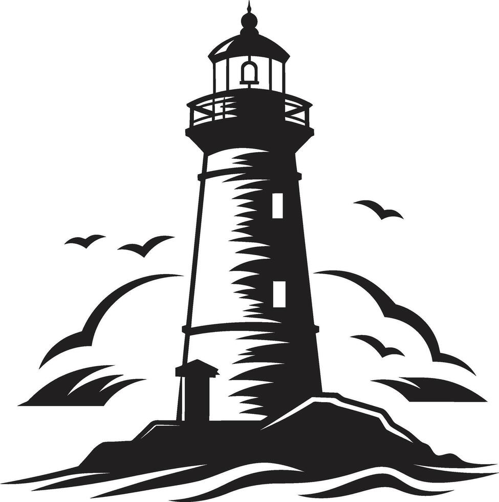 Seafarers Guardian Tower Coastal Lighthouse Oceans Guiding Brilliance Nautical Lighthouse Emblem vector