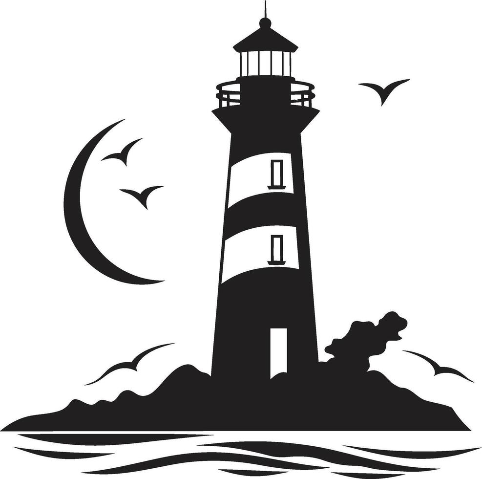 Guiding Star Sentry Nautical Lighthouse Coastal Illuminance Majesty Lighthouse Emblem vector