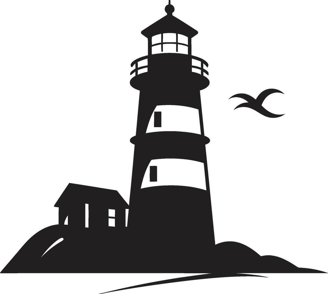 Seafaring Illumination Nautical Coastal Beacon Brilliance Lighthouse Emblem vector