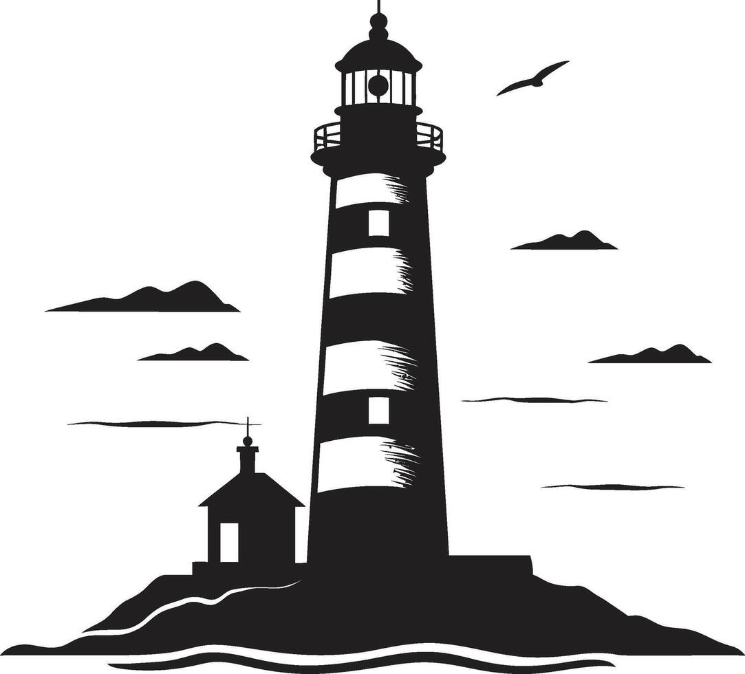 Maritime Mastery Lighthouse in Nautical Style Nautical Illumination Crest Lighthouse Emblem vector