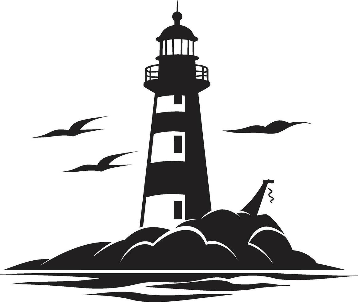 Guiding Light Radiance Lighthouse Emblem Oceans Guardian Star Lighthouse vector