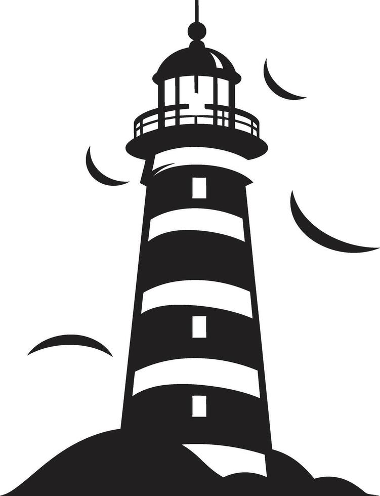Harbor Sentinel Majesty Coastal Lighthouse Maritime Illumination Crest Nautical vector