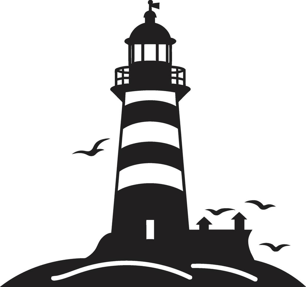 Guiding Star Emblem Nautical Lighthouse Coastal Beacon Majesty Lighthouse vector