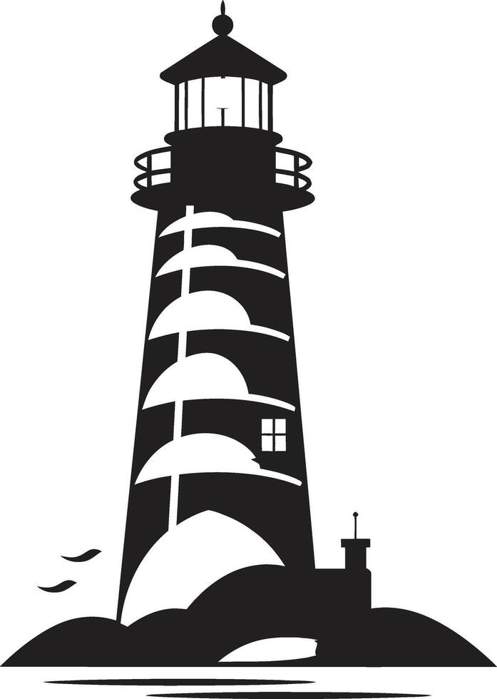 Seafarers Illumination of Lighthouse Illuminated Horizon Crest Coastal Lighthouse vector