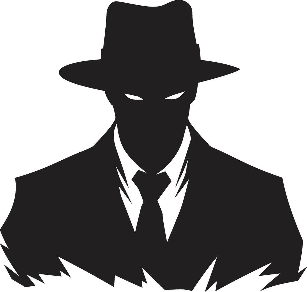 Syndicate Sovereignty Mafia Emblem Elegant Enforcer Insignia Suit and Hat Symbol vector