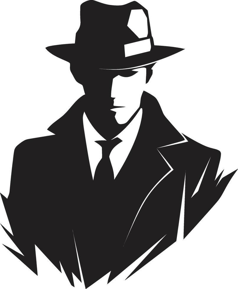Tailored Tyranny of Mafia Boss Attire Organized Crime Elegance Suit and Hat Symbol vector
