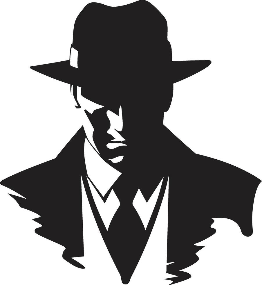 Elegant Enforcer Insignia Suit and Hat Symbol Mafia Monogram Suit and Hat Emblem vector