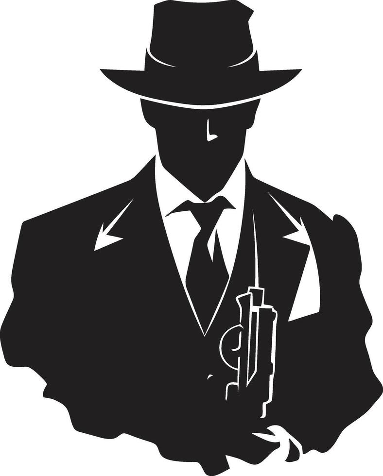 Impeccable Infamy Emblem of Mafia Elegance Silk and Shadows Suit and Hat vector