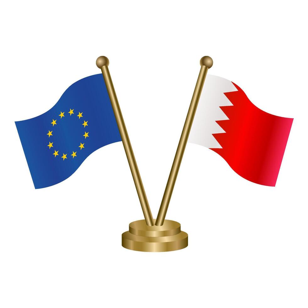 European Union and Bahrain table flags. Vector Illustration