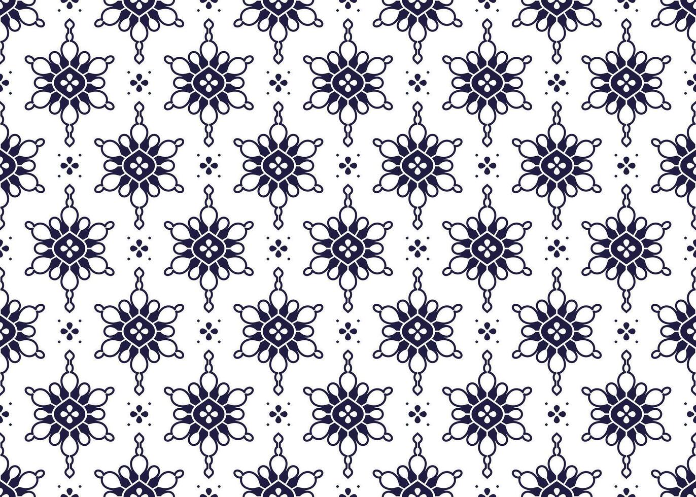 Symbol flowers form on white background, ethnic fabric seamless pattern design for cloth, carpet, batik, wallpaper, wrapping etc. vector