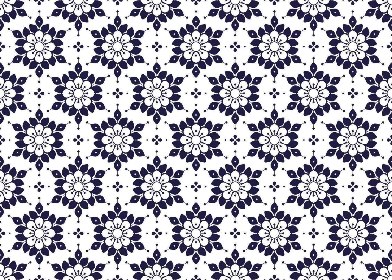 Symbol flowers form on white background, ethnic fabric seamless pattern design for cloth, carpet, batik, wallpaper, wrapping etc. vector