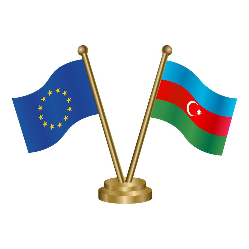 European Union and Azerbaijan table flags. Vector Illustration