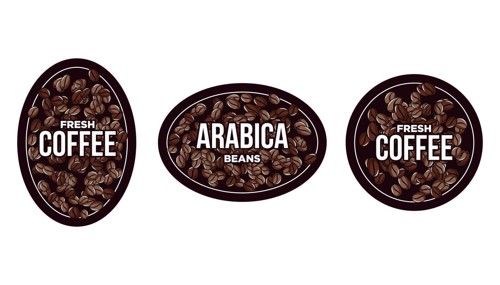 arábica café etiquetas recopilación. oval y circulo forma. vector