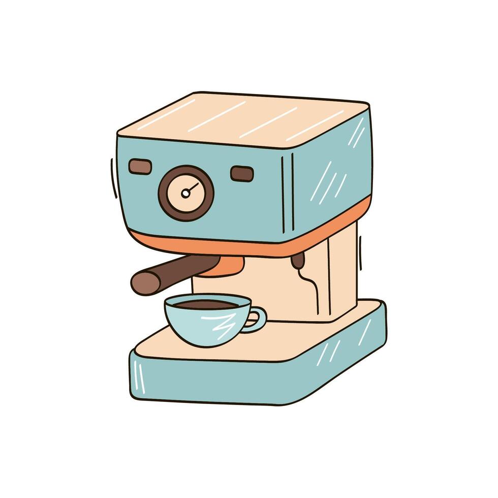 Coffee machine in sketch style. vector