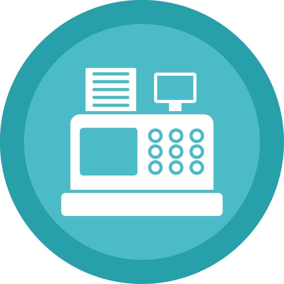 Cash Register Glyph Multi Circle Icon vector