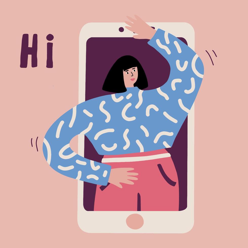 People talking phone. Character phone friends and family. Communication and conversation with smartphone characters set. Illustration of phone call, speaking social, talking and chatting. vector