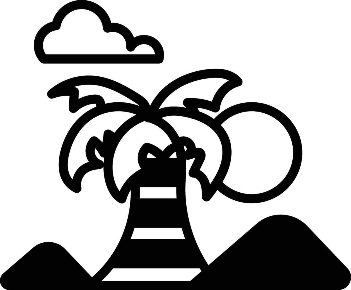 A palm tree is shown in the foreground vector