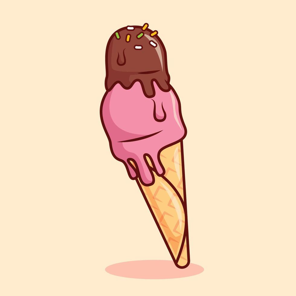 Ice cream cone floating cartoon icon illustration food object icon concept isolated flat vector