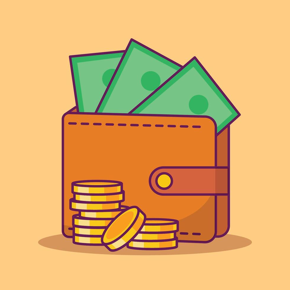 wallet and stack of coins icon isolated vector