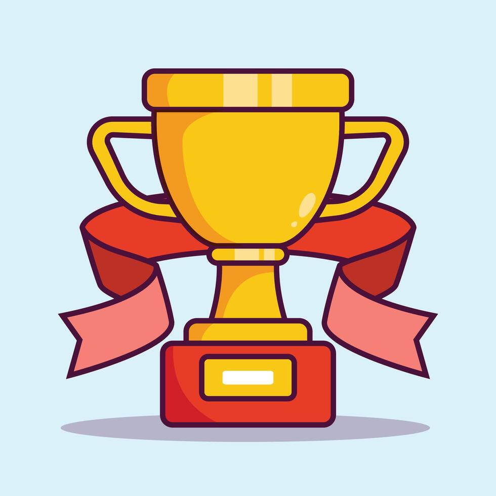 trophy cartoon illustration champion and reward isolated vector