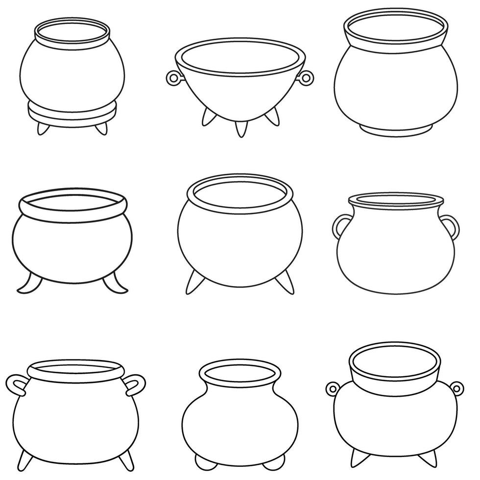 Cauldron icon set. Boiler illustration sign collection. Pot symbol. Caldron logo. vector