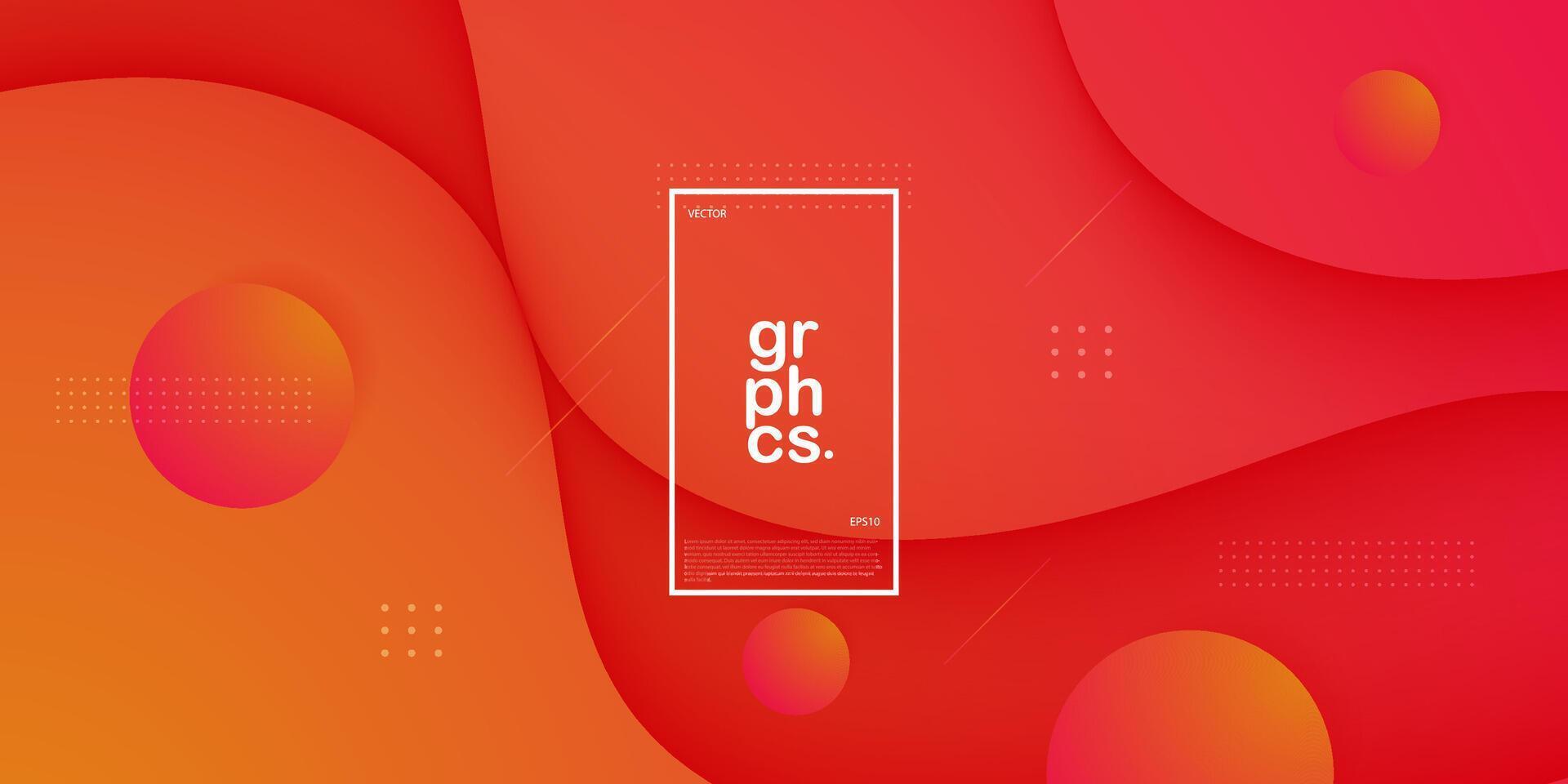Abstract colorful orange to red gradient background. Wave fluid shapes with geometric pattern. Bright orange background design. Cool and modern concept. Eps10 vector