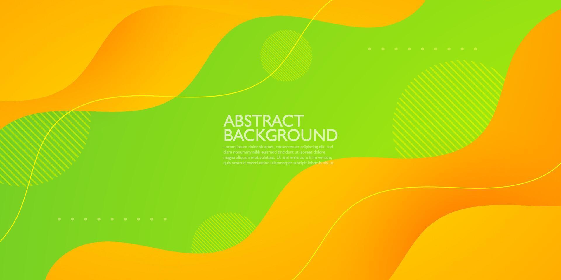 Orange and green geometric business banner design. Creative banner design with wave shapes and lines background for template. Simple horizontal banner. Eps10 vector