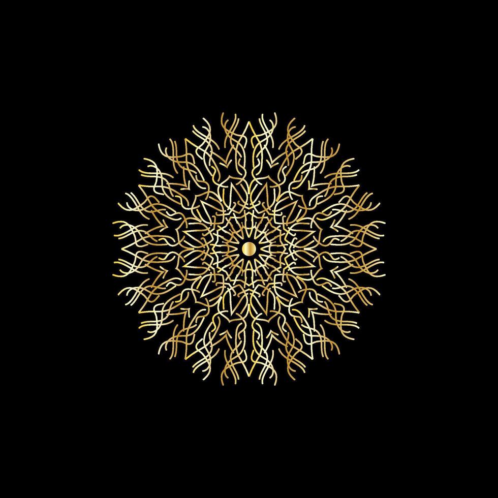 Mandala. Gold decorative element. Picture for coloring. Abstract circular ornament with stylized leaves vector