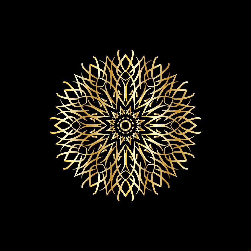 Mandala. Gold decorative element. Picture for coloring. Abstract circular ornament with stylized leaves vector