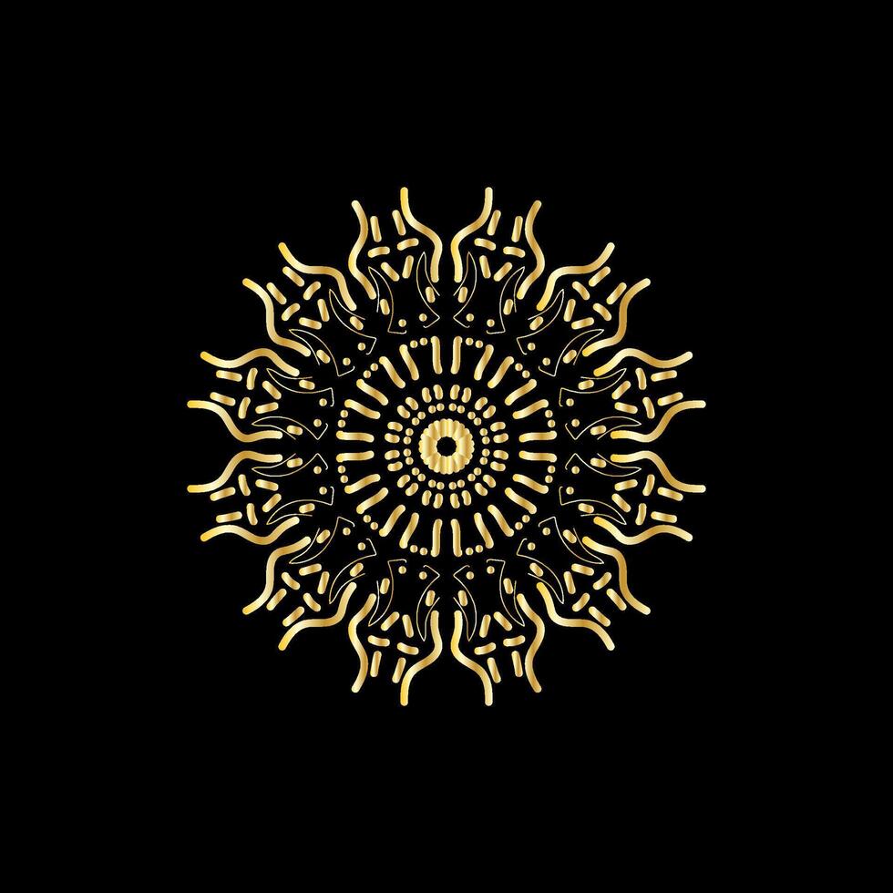 Mandala. Gold decorative element. Picture for coloring. Abstract circular ornament with stylized leaves vector