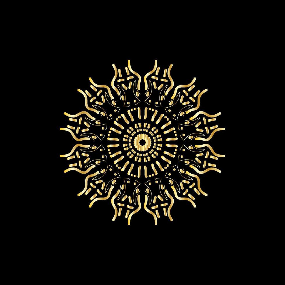 Mandala. Gold decorative element. Picture for coloring. Abstract circular ornament with stylized leaves vector