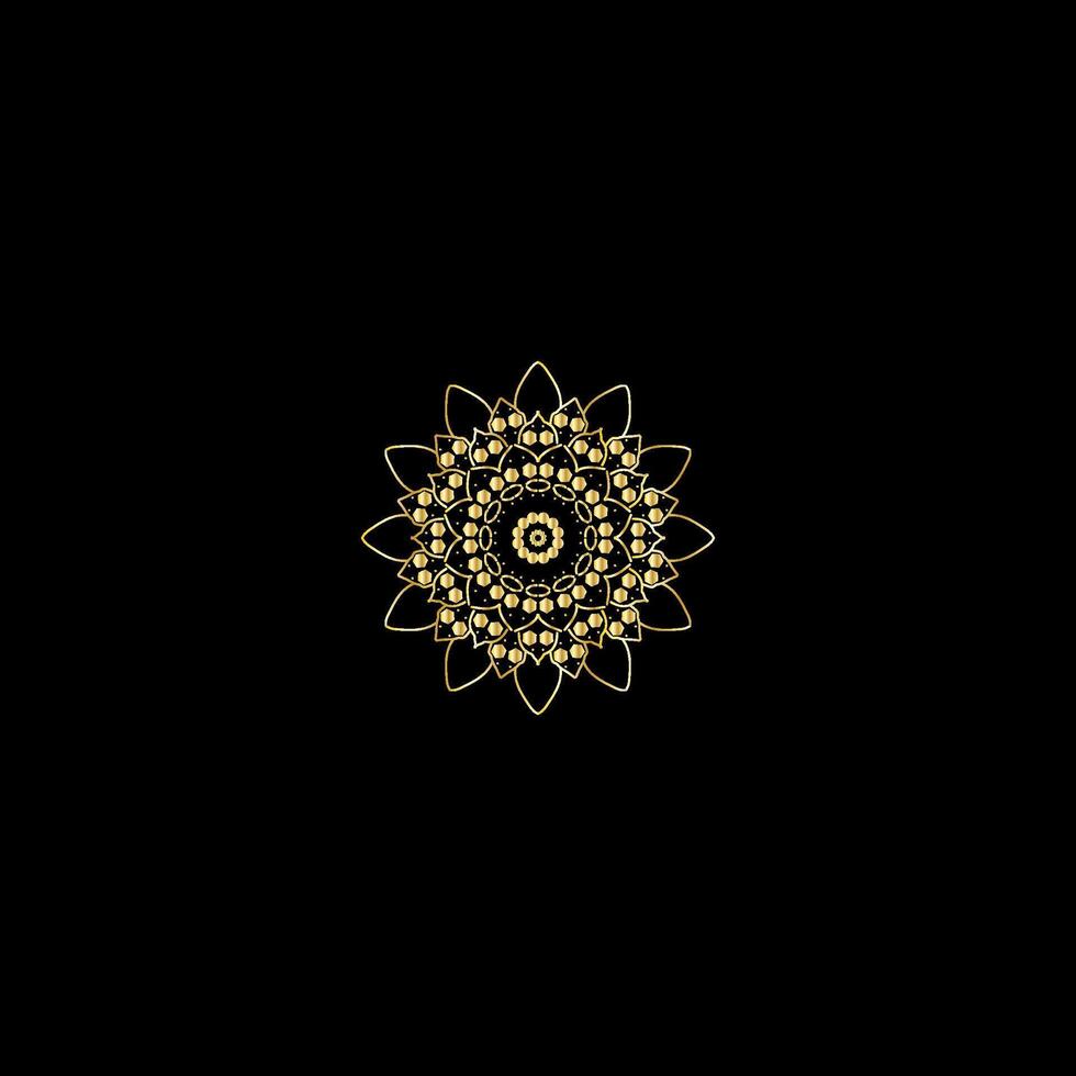 Mandala. Gold decorative element. Picture for coloring. Abstract circular ornament with stylized leaves vector