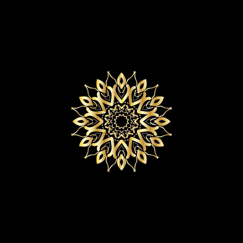 Mandala. Gold decorative element. Picture for coloring. Abstract circular ornament with stylized leaves vector