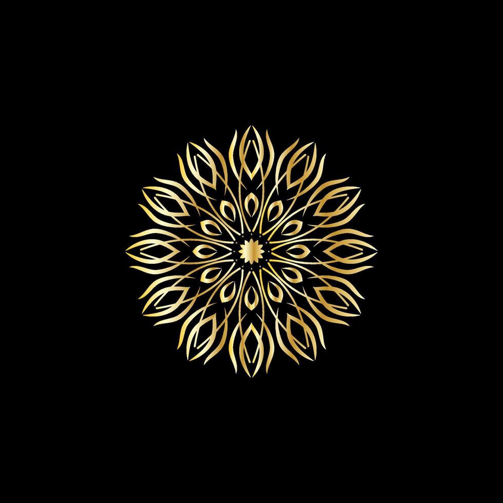 Mandala. Gold decorative element. Picture for coloring. Abstract circular ornament with stylized leaves vector