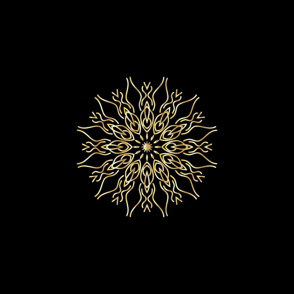 Mandala. Gold decorative element. Picture for coloring. Abstract circular ornament with stylized leaves vector