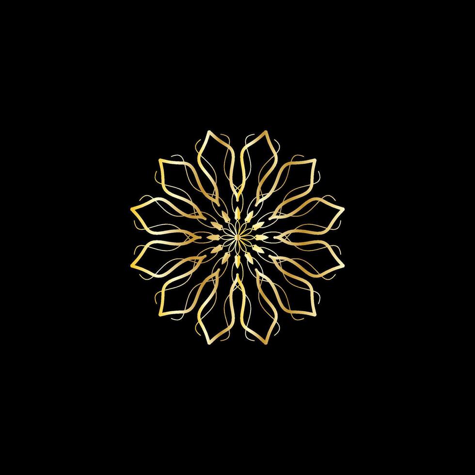 Mandala. Gold decorative element. Picture for coloring. Abstract circular ornament with stylized leaves vector