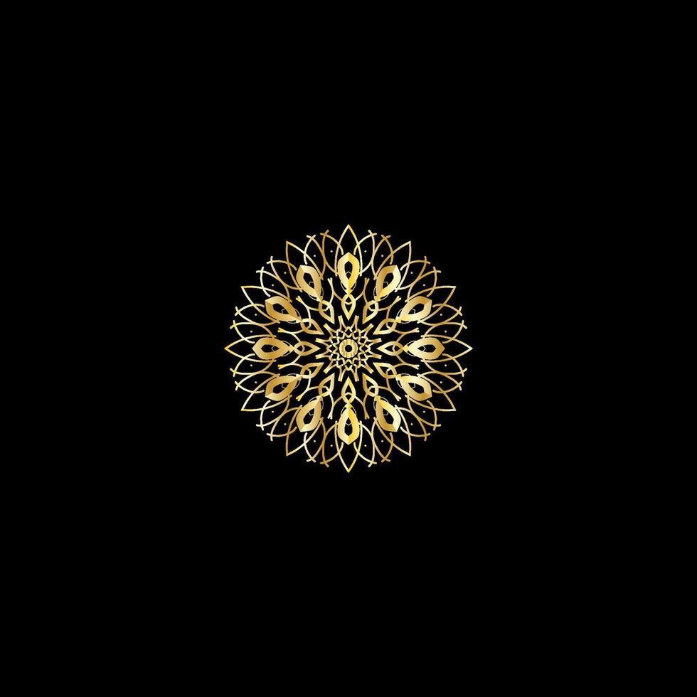 Mandala. Gold decorative element. Picture for coloring. Abstract circular ornament with stylized leaves vector