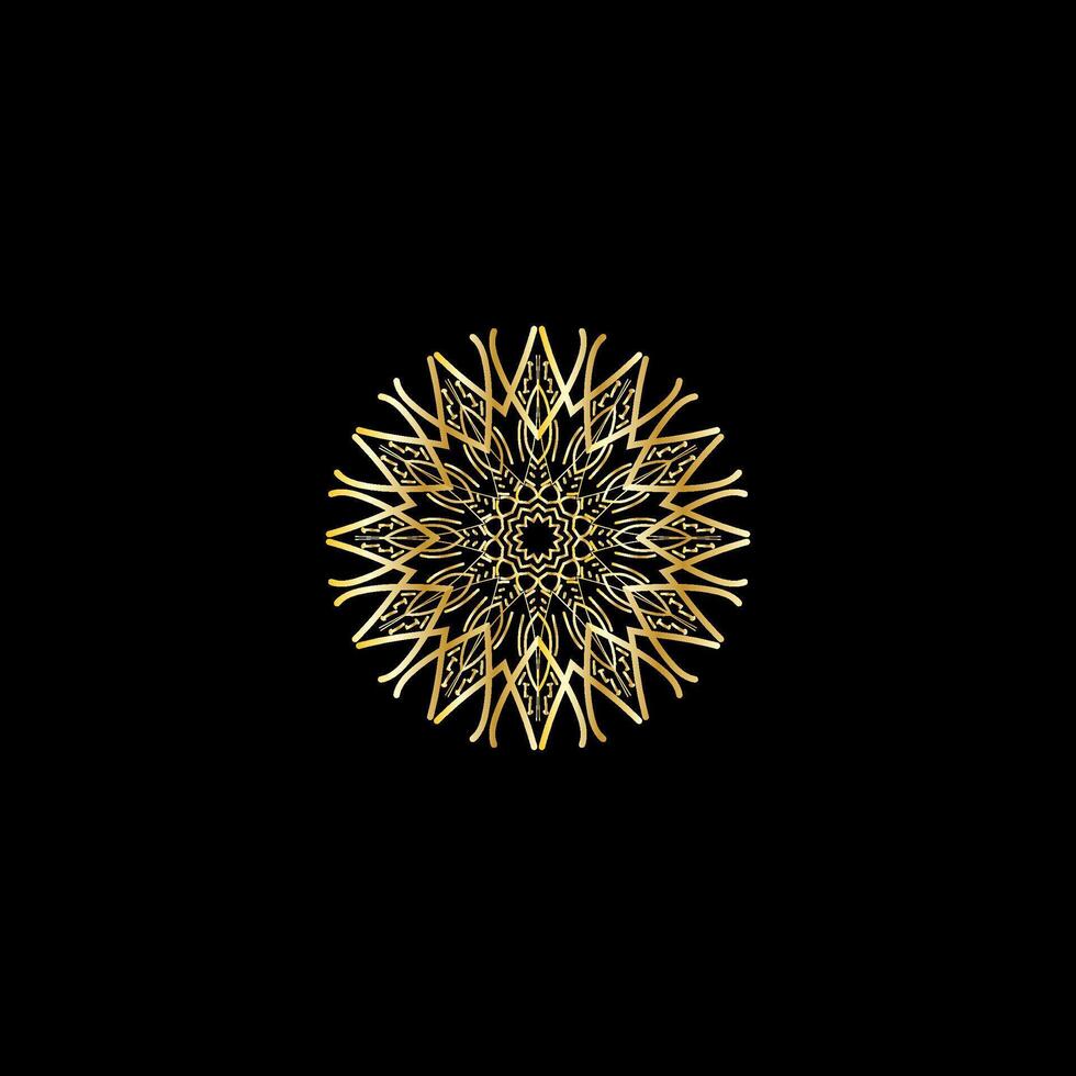 Mandala. Gold decorative element. Picture for coloring. Abstract circular ornament with stylized leaves vector