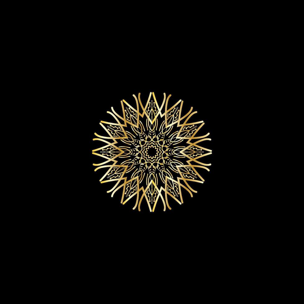 Mandala. Gold decorative element. Picture for coloring. Abstract circular ornament with stylized leaves vector