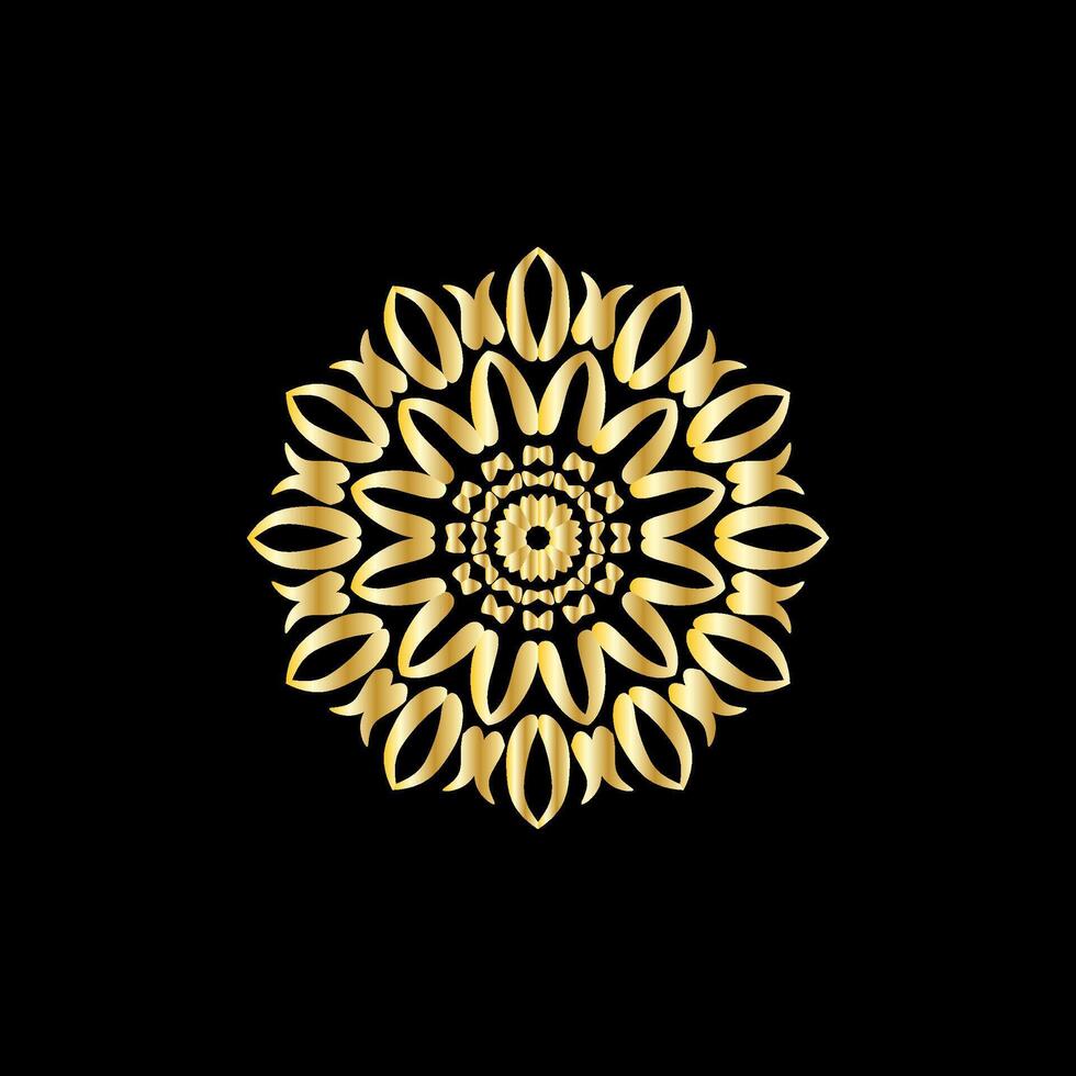 Mandala. Gold decorative element. Picture for coloring. Abstract circular ornament with stylized leaves vector
