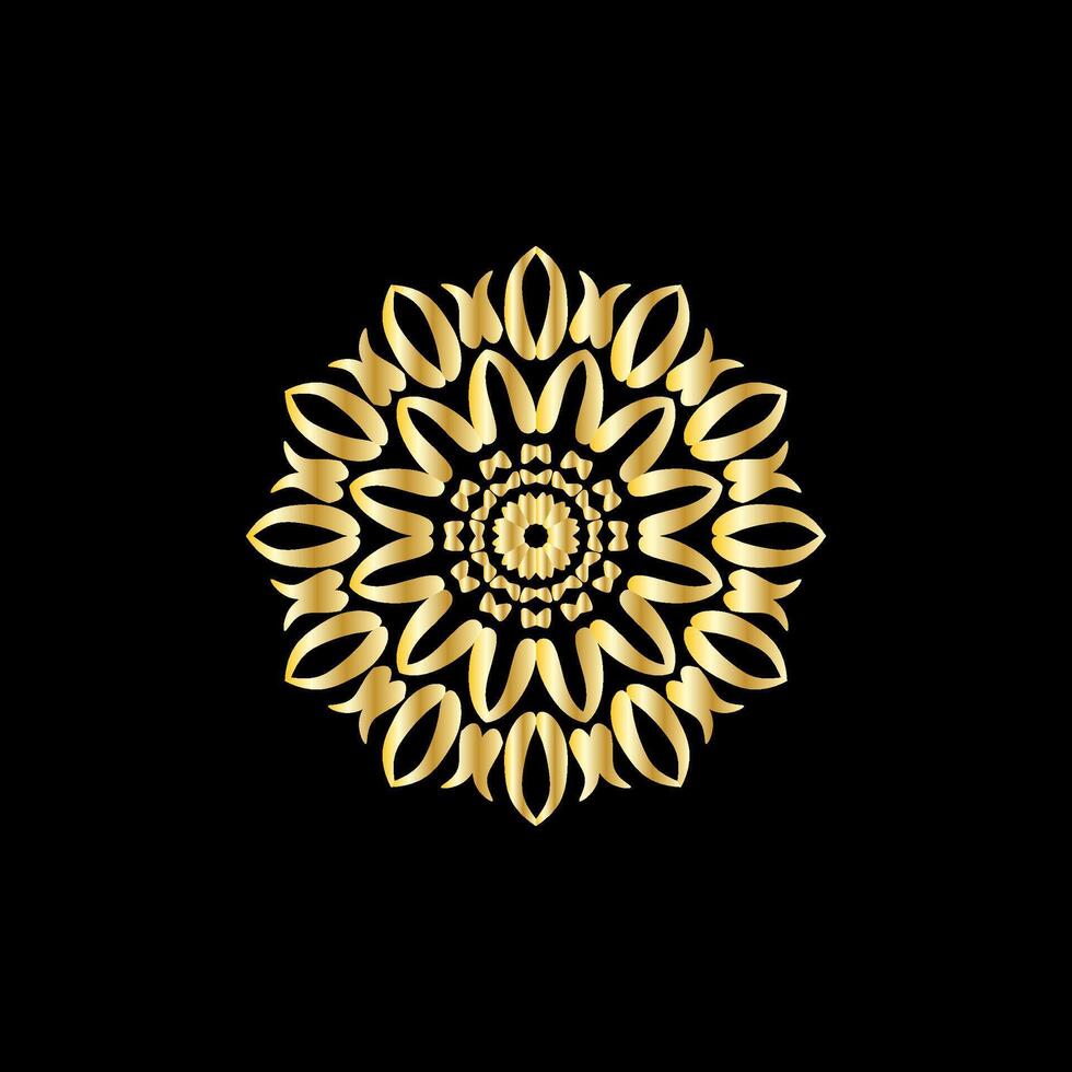 Mandala. Gold decorative element. Picture for coloring. Abstract circular ornament with stylized leaves vector