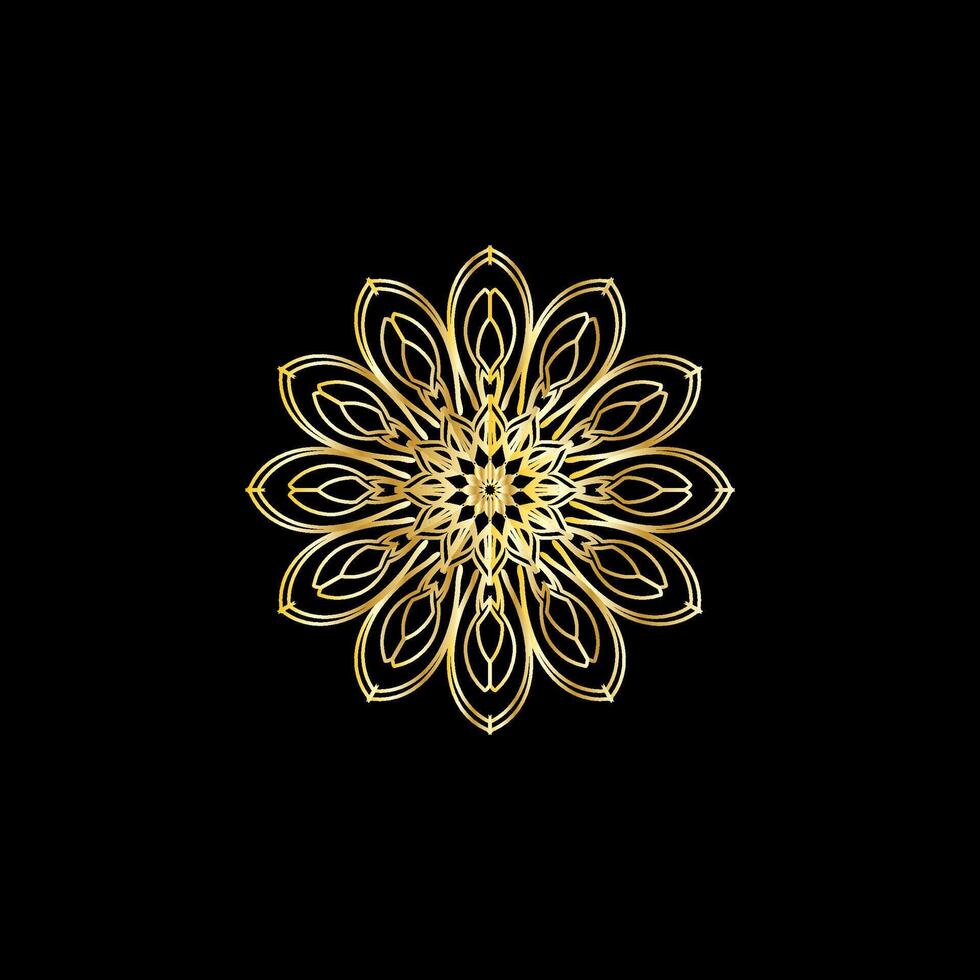 Mandala. Gold decorative element. Picture for coloring. Abstract circular ornament with stylized leaves vector