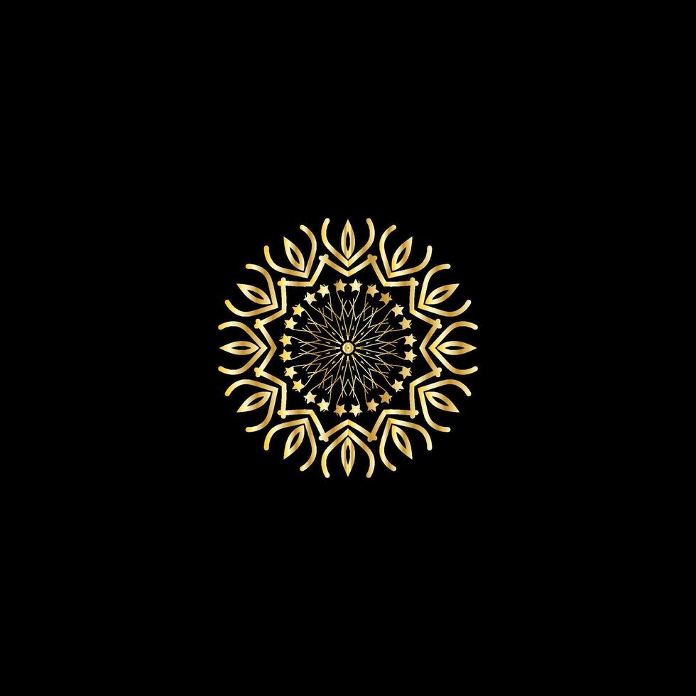 Mandala. Gold decorative element. Picture for coloring. Abstract circular ornament with stylized leaves vector